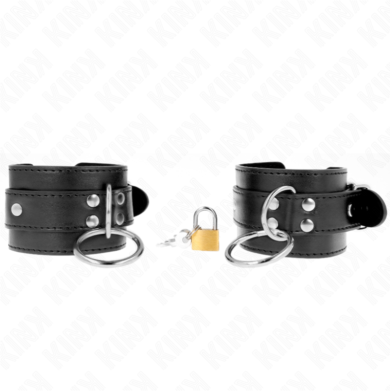 Leather Cuffs with Padlock KINK Black