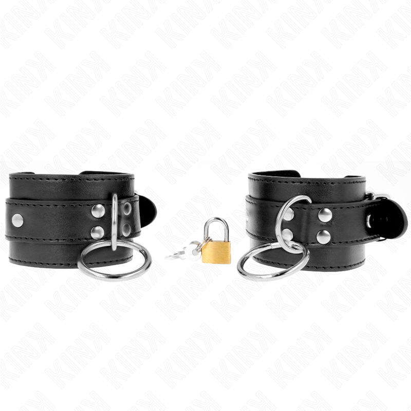 Leather Cuffs with Padlock KINK Black
