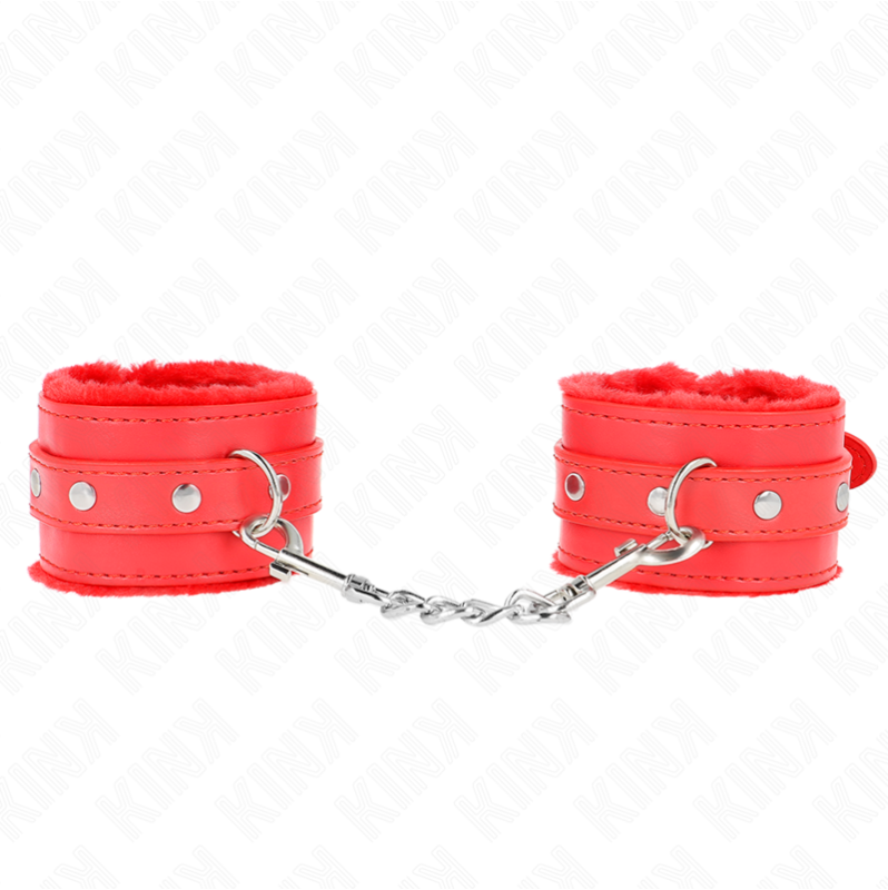 Leather Furlined Cuffs KINK Red