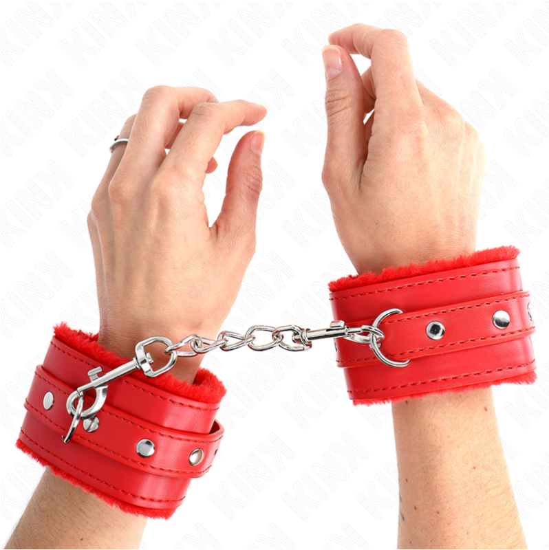 Leather Furlined Cuffs KINK Red
