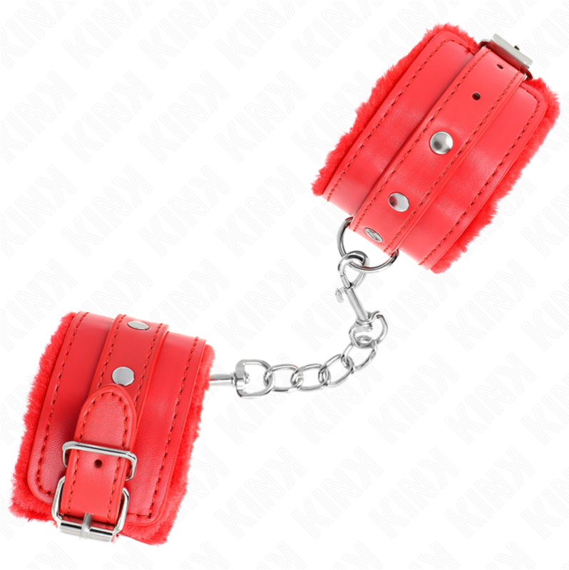 Leather Furlined Cuffs KINK Red