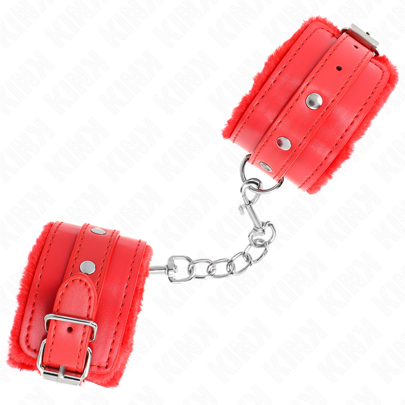 Leather Furlined Cuffs KINK Red