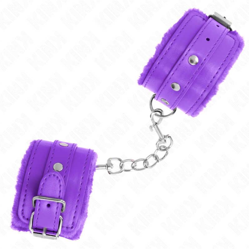 Leather Furlined Cuffs KINK Purple