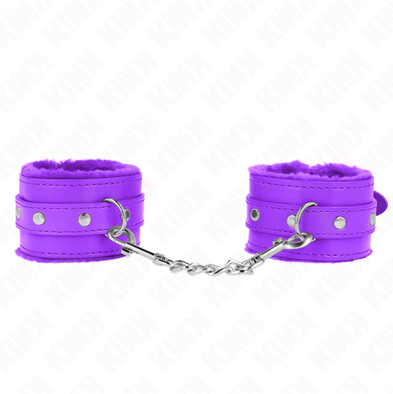 Leather Furlined Cuffs KINK Purple