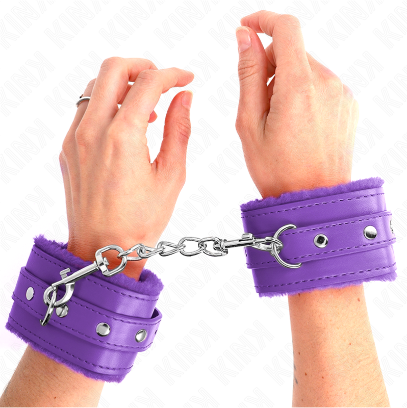 Leather Furlined Cuffs KINK Purple