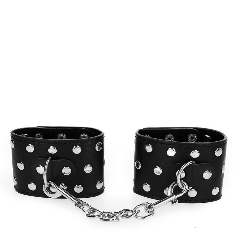 Leather Cuffs with Metal Rivets KINK Black