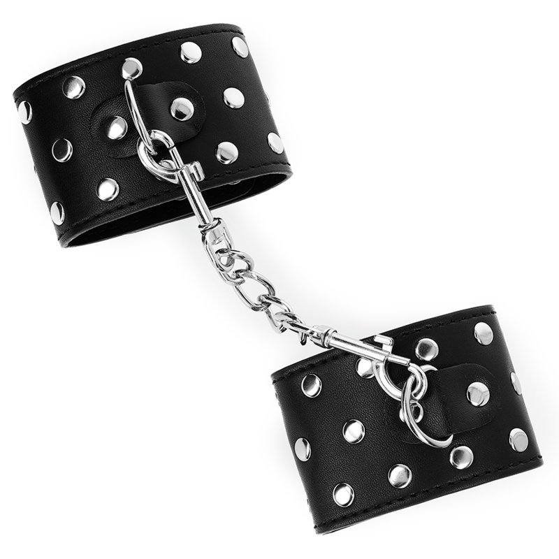 Leather Cuffs with Metal Rivets KINK Black