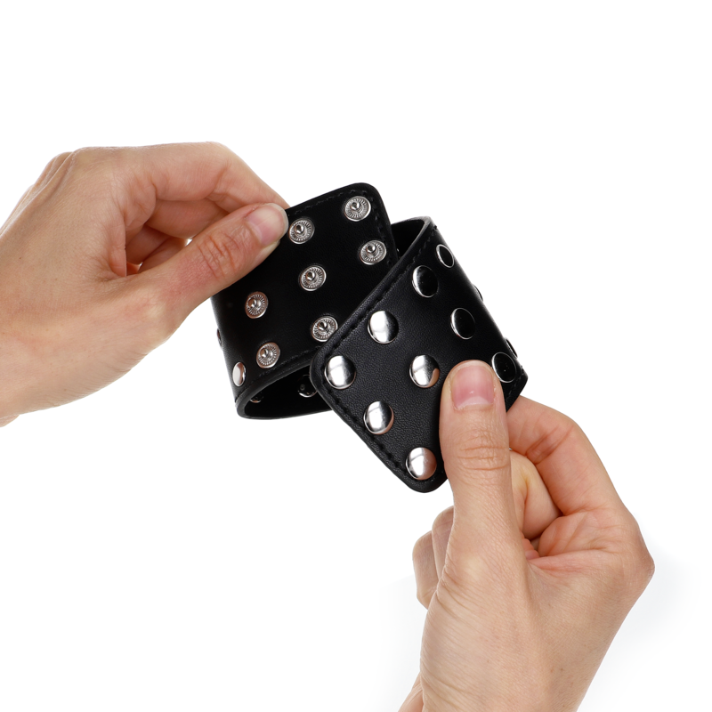 Leather Cuffs with Metal Rivets KINK Black