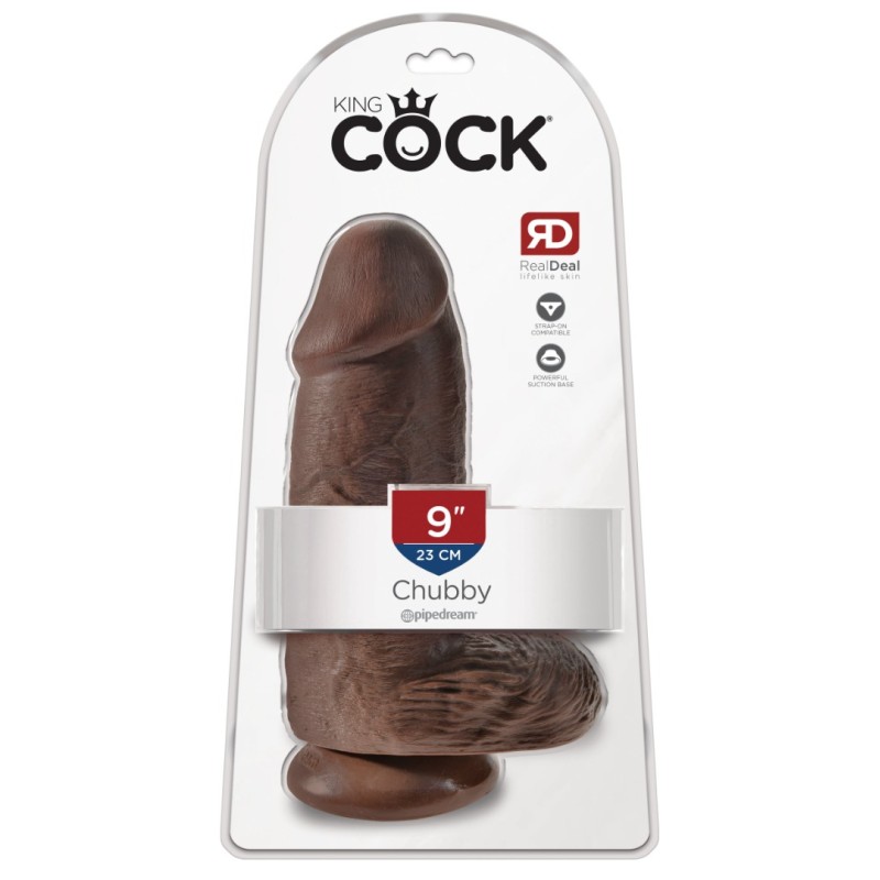 King Cock Ρεαλιστικό Dildo King Cock Chubby Με Όρχεις 26cm Καφέ Ρεαλιστικά