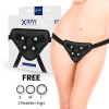 XRAY Ζώνη Strap-on με Δαχτυλίδια Σιλικόνης XRAY Μαύρη Γυναικεία Strap-On