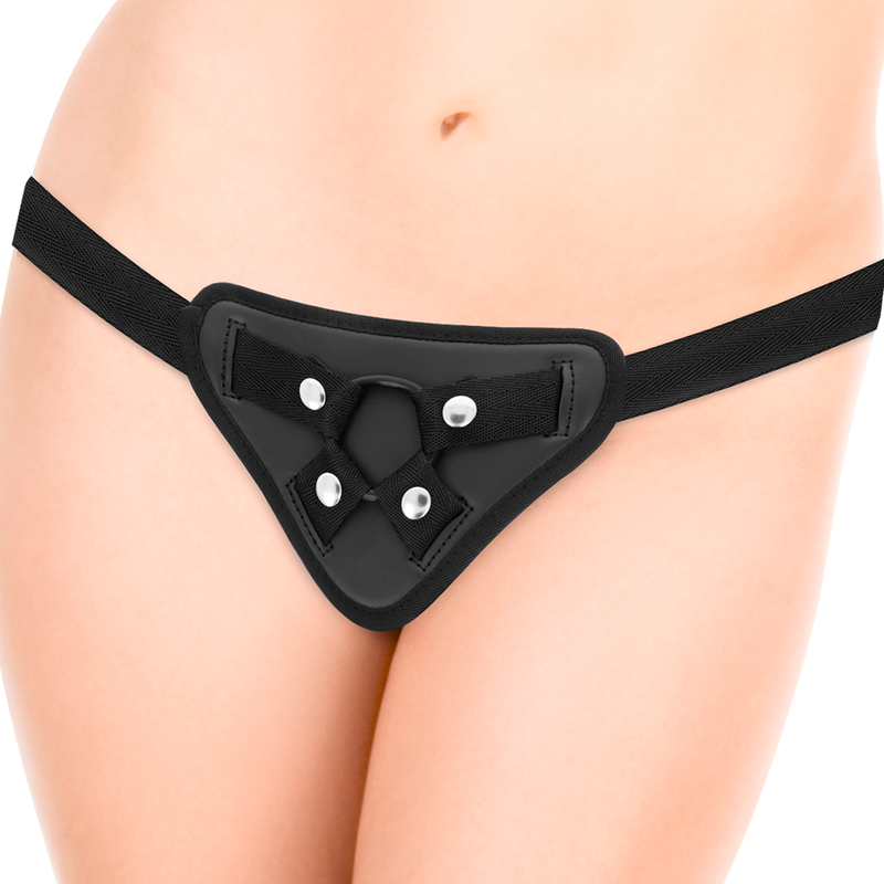 XRAY Ζώνη Strap-on με Δαχτυλίδια Σιλικόνης XRAY Μαύρη Γυναικεία Strap-On