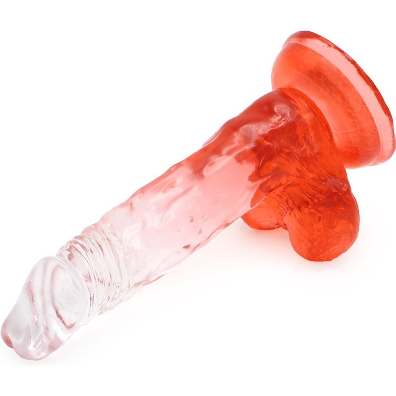 Kiotos Jelly Dildo με Όρχεις Kiotos 17.5cm Διαφανές/Κόκκινο Jelly