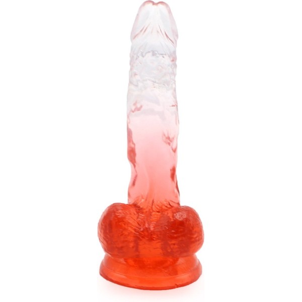 Jelly Dildo με Όρχεις Kiotos 17.5cm Διαφανές/Κόκκινο