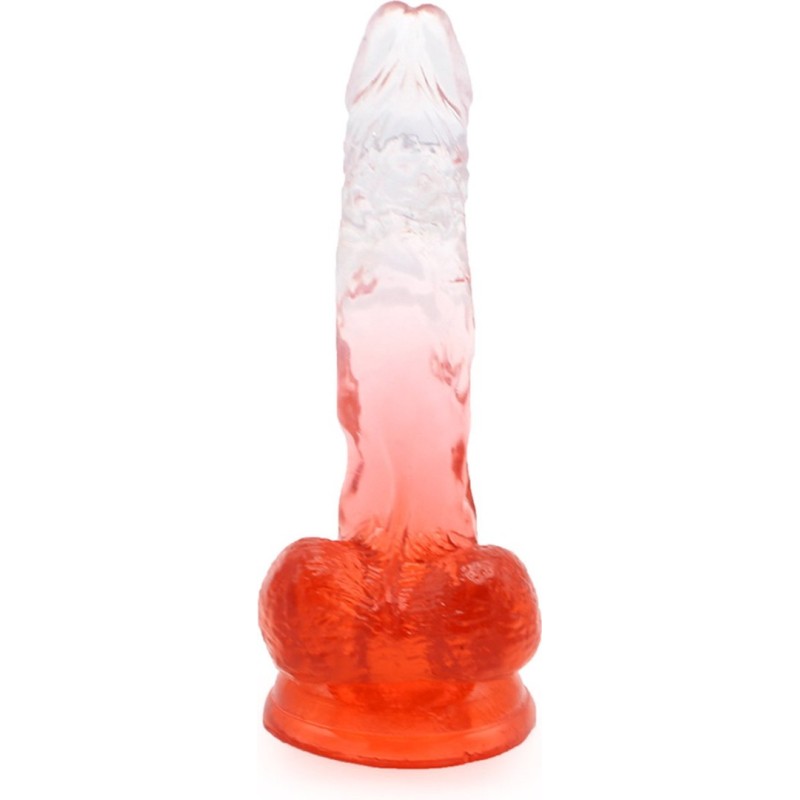 Kiotos Jelly Dildo με Όρχεις Kiotos 17.5cm Διαφανές/Κόκκινο Jelly