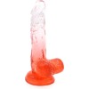 Kiotos Jelly Dildo με Όρχεις Kiotos 17.5cm Διαφανές/Κόκκινο Jelly