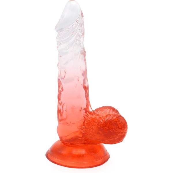 Jelly Dildo με Όρχεις Kiotos 17.5cm Διαφανές/Κόκκινο