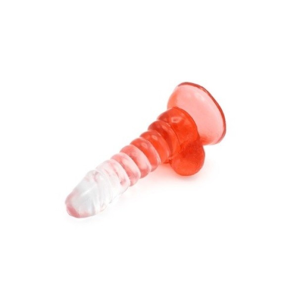 Jelly Dildo με Όρχεις Kiotos Spiral 15.5cm Διαφανές/Κόκκινο