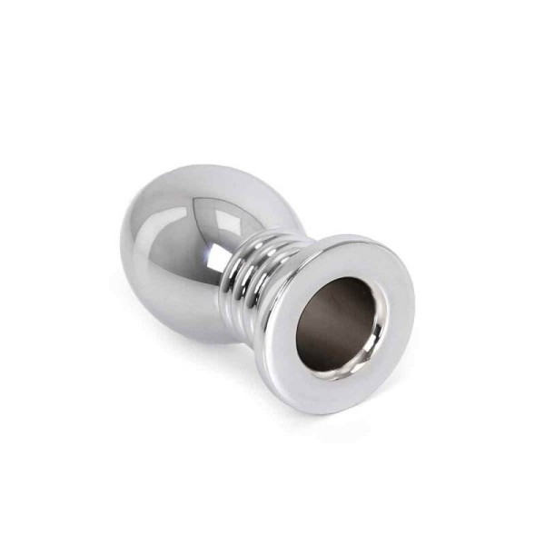 Hollow Butt Plug Kiotos Ribbed 7cm Silver