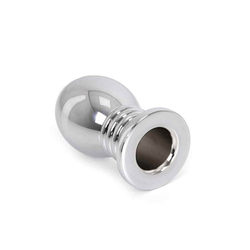 Kiotos Hollow Butt Plug Kiotos Ribbed 7cm Silver Non-Vibrating butt plugs