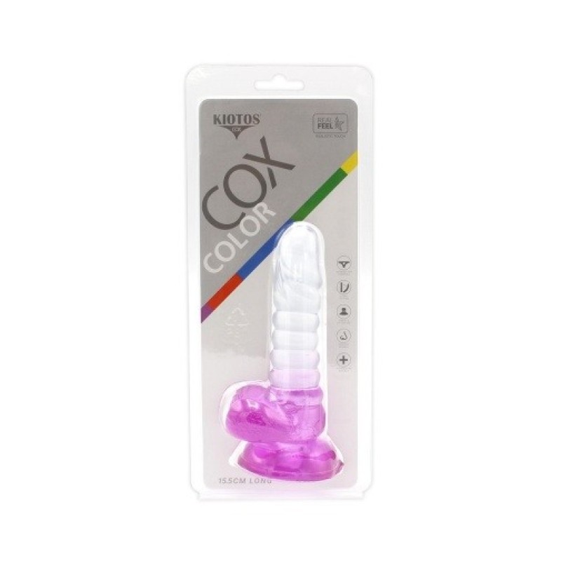 Kiotos Jelly Dildo με Όρχεις Kiotos Spiral 15.5cm Διαφανές/Μοβ Jelly