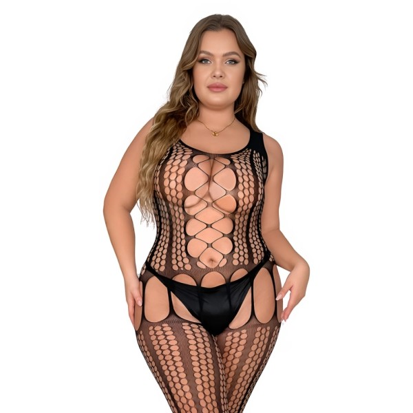 Ολόσωμο Καλσόν Lace Plus Size Up Suspender Μαύρο