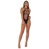 Lace Διχτυωτό Κορμάκι Strappy Halter Teddy Lace Μαύρο Κορμάκια