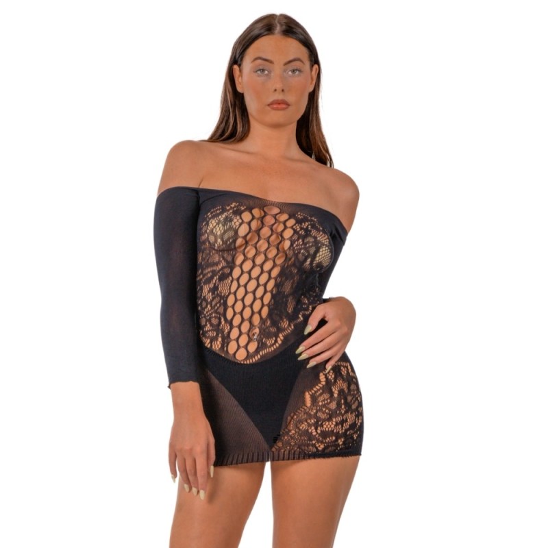 Φόρεμα Elastic Lace Off the Shoulder Μαύρο Lace Φόρεμα Elastic Lace Off the Shoulder Μαύρο Φορέματα