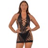 Φόρεμα Elastic Lace Neck Dress with Faux Μαύρο Lace Φόρεμα Elastic Lace Neck Dress with Faux Μαύρο Φορέματα