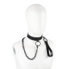 Latetobed Leather Collar with Leash Latetobed Black Collars