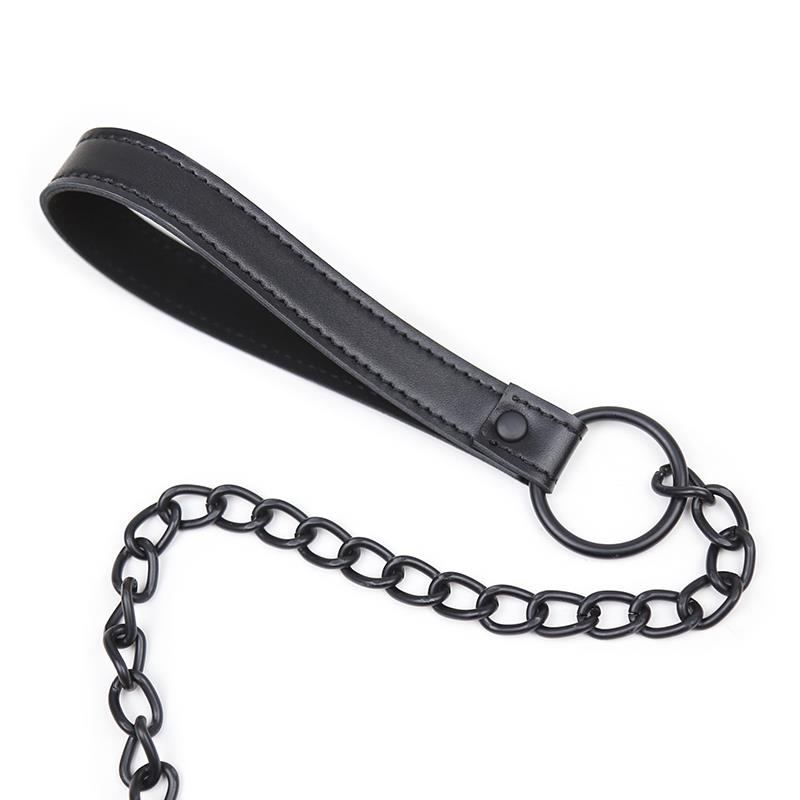Latetobed Leather Collar with Leash Latetobed Black Collars