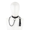 Latetobed Leather Collar with Leash Latetobed Black Collars