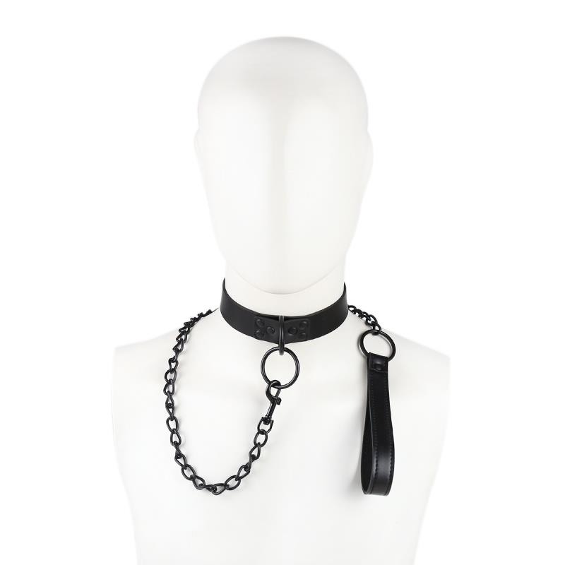 Latetobed Leather Collar with Leash Latetobed Black Collars
