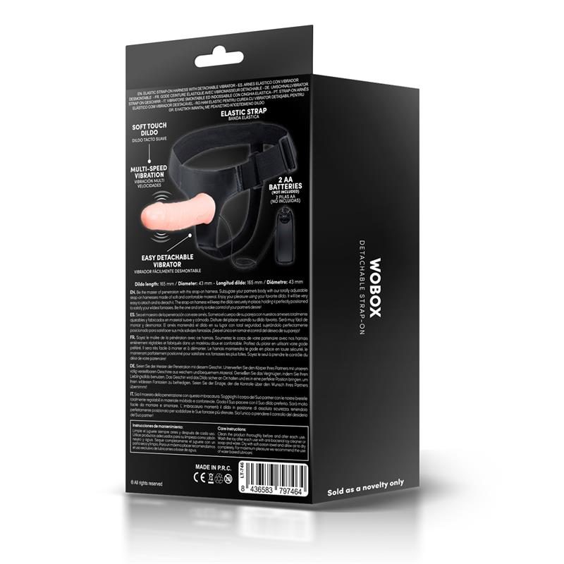 Latetobed Κούφιο Strap-On με Δόνηση Latetobed Wobox 16.5cm Μπεζ Γυναικεία Strap-On