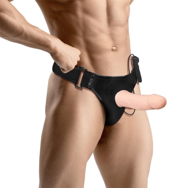 Κούφιο Strap-On με Δόνηση Latetobed Wobox 16.5cm Μπεζ