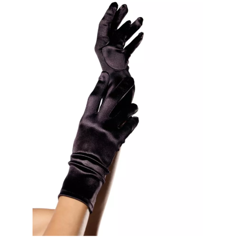 Satin Gloves Leg Avenue Wrist Length Black