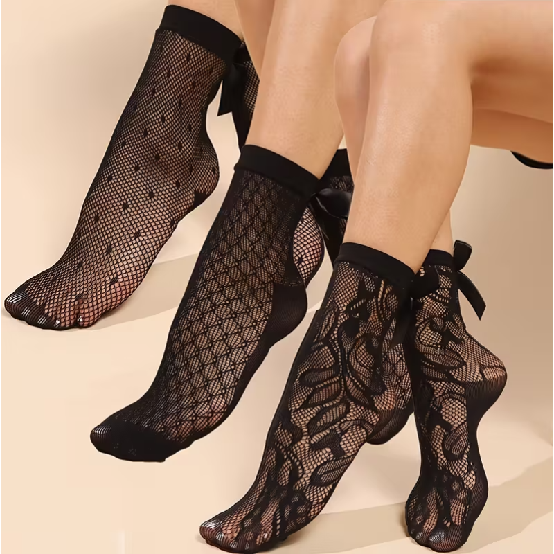 Fishnet Socks Love Market 3pcs Black