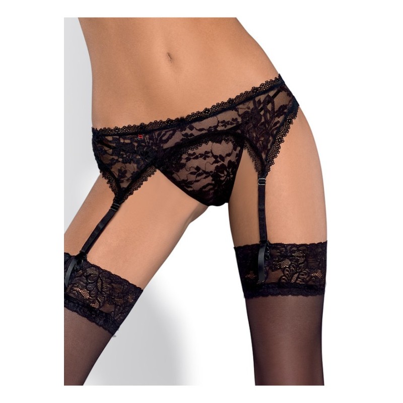 Ζαρτιέρες με Στρινγκ Obsessive Catia Μαύρες