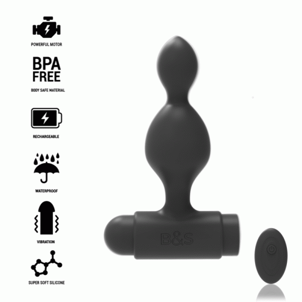 Vibrating Butt Plug Black&Silver Tucker Petir Black