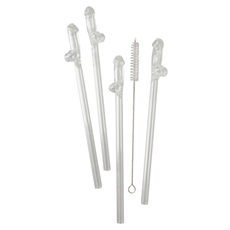 Glass Penis Straws Willy 4pcs