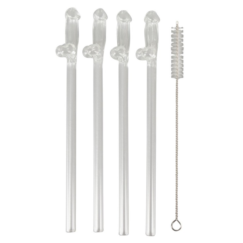 Glass Penis Straws Willy 4pcs