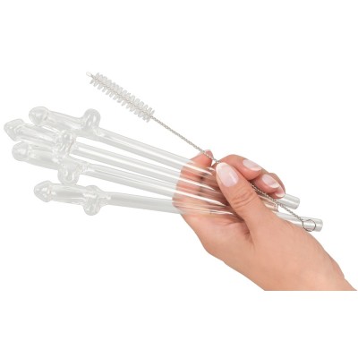 Glass Penis Straws Willy 4pcs