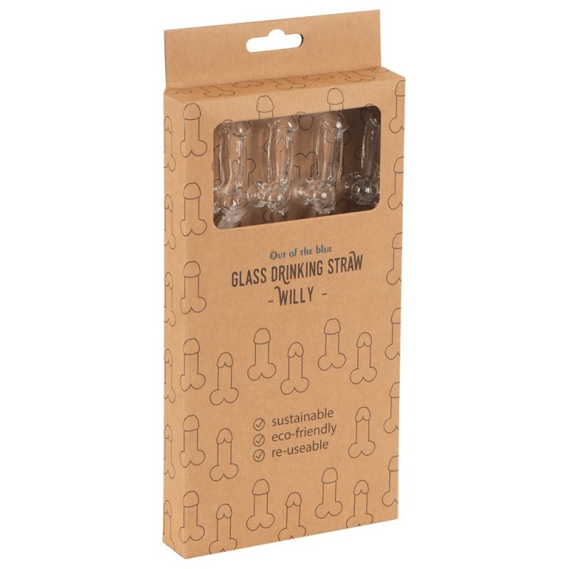 Glass Penis Straws Willy 4pcs