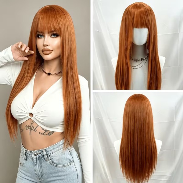 Long Wig with Bangs Copper Carmen