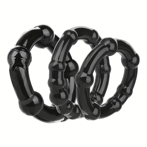 Cock Ring Set Stay Hard Black