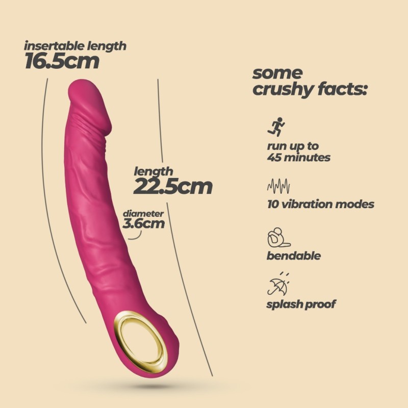 Realistic Vibrator Crushious Magnus Bend 22.5cm Pink
