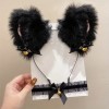 Headband with Cat Ears and Choker Set Black