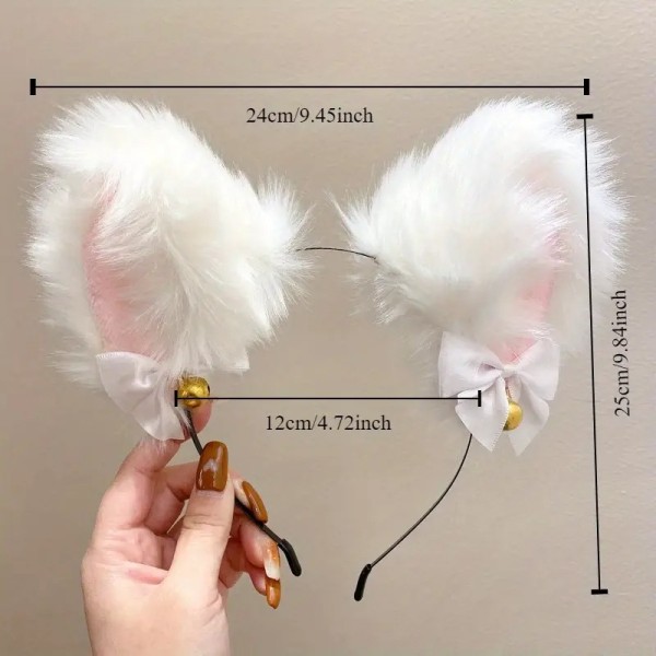 Headband with Cat Ears and Choker Set White