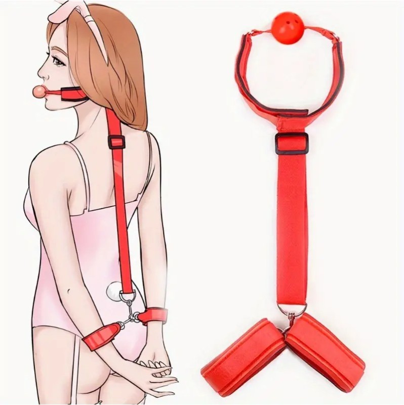 Gag With Hand Cuffs Love Market Red