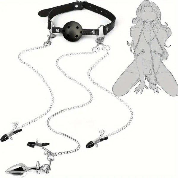 Σετ Φίμωτρο με Σφιγκτήρες Θηλών Κλειτορίδας και Σφήνα Μαύρο