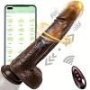 Realistic Heated Thrusting Vibrator With Suction Cup 22cm Brown